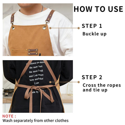 Thick Canvas Apron with Pockets for Women Chef Kitchen Cooking Gardening Painting