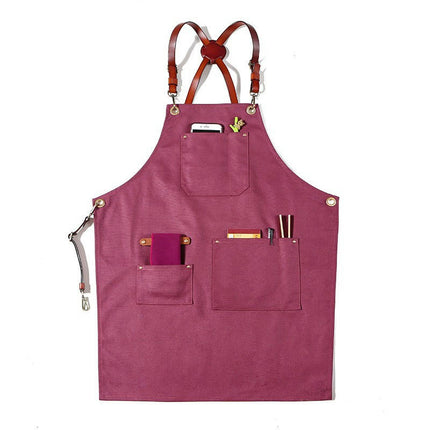 Aprons with Pockets for Men and Women-Adjustable Cross Straps Chef Kitchen Cooking Apron