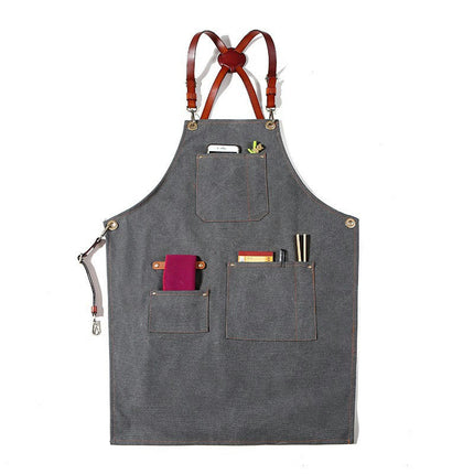 Aprons with Pockets for Men and Women-Adjustable Cross Straps Chef Kitchen Cooking Apron