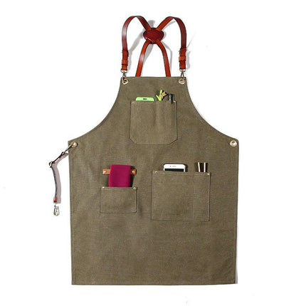 Aprons with Pockets for Men and Women-Adjustable Cross Straps Chef Kitchen Cooking Apron