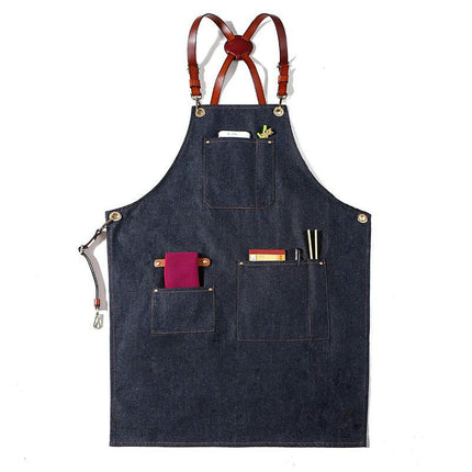 Aprons with Pockets for Men and Women-Adjustable Cross Straps Chef Kitchen Cooking Apron