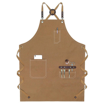 Chef Aprons for Men Women with Pockets, Cotton Canvas Cross Back  Adjustable Work Apron