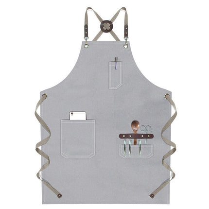 Chef Aprons for Men Women with Pockets, Cotton Canvas Cross Back  Adjustable Work Apron