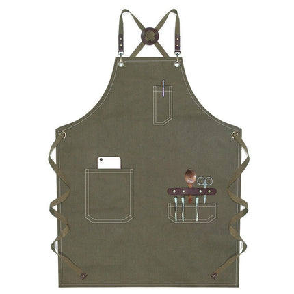 Chef Aprons for Men Women with Pockets, Cotton Canvas Cross Back  Adjustable Work Apron