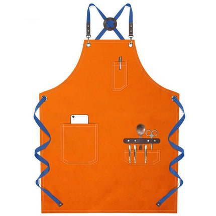 Chef Aprons for Men Women with Pockets, Cotton Canvas Cross Back  Adjustable Work Apron