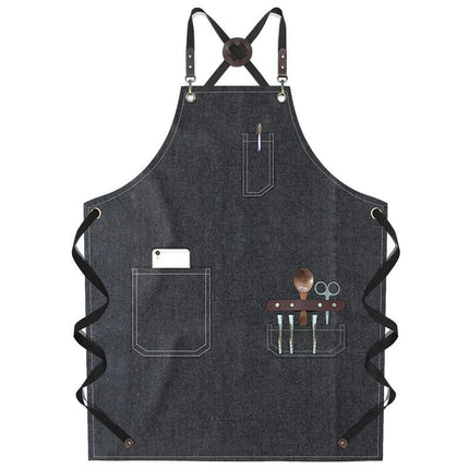 Chef Aprons for Men Women with Pockets, Cotton Canvas Cross Back  Adjustable Work Apron