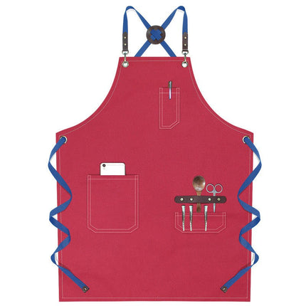 Chef Aprons for Men Women with Pockets, Cotton Canvas Cross Back  Adjustable Work Apron