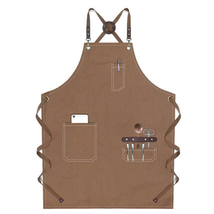 Chef Aprons for Men Women with Pockets, Cotton Canvas Cross Back  Adjustable Work Apron