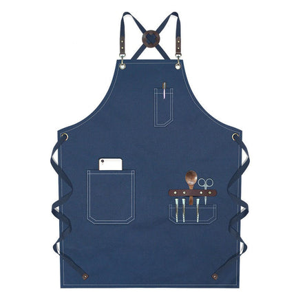 Chef Aprons for Men Women with Pockets, Cotton Canvas Cross Back  Adjustable Work Apron