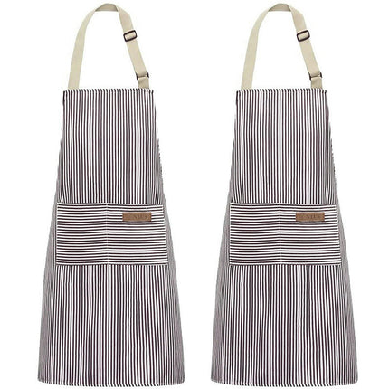 2 Pack Kitchen Cooking Apron, Adjustable Chef Striped Apron with 2 Pockets Suitable for Men and Women