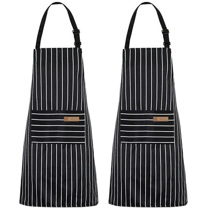 2 Pack Kitchen Cooking Apron, Adjustable Chef Striped Apron with 2 Pockets Suitable for Men and Women