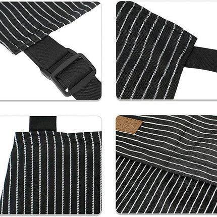 2 Pack Kitchen Cooking Apron, Adjustable Chef Striped Apron with 2 Pockets Suitable for Men and Women