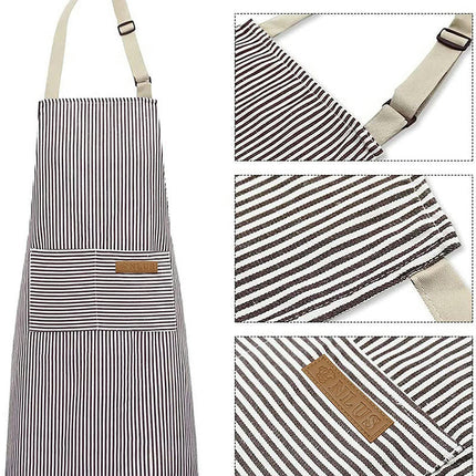 2 Pack Kitchen Cooking Apron, Adjustable Chef Striped Apron with 2 Pockets Suitable for Men and Women