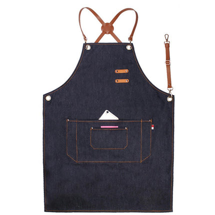 Chef Aprons for Men Women with Large Pockets, Denim Cross Back Heavy Duty Adjustable Work Apron