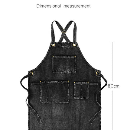 Denim Work Apron with Pockets , Adjustable to Comfortably Fit Men and Women Tool Apron