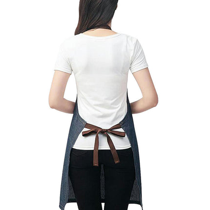 Denim Apron for Women and Men, Chef Kitchen Making Cooking Barbecue, with Adjustable Multi-Pocket Apron