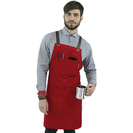 Denim Apron with Multiple Pockets Adjustable Cooking Apron for Kitchen Cooking BBQ Gardening