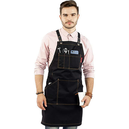 Denim Apron with Multiple Pockets Adjustable Cooking Apron for Kitchen Cooking BBQ Gardening