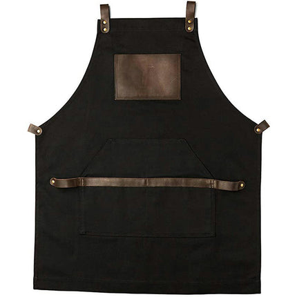 Denim Apron PU Leather Pocket BBQ Baker Restaurant Barber Work Apron