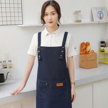 Bib Aprons with Pockets-Unisex Apron for Restaurant Kitchen Cooking Tea Shop Coffee