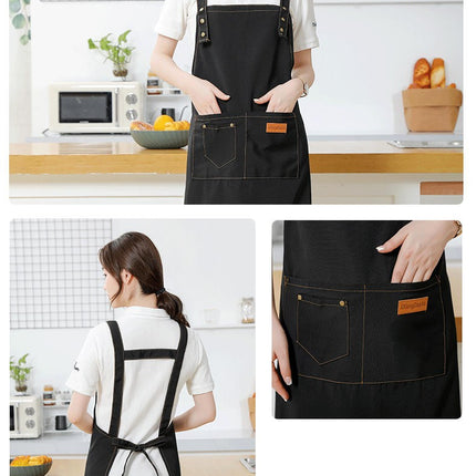 Bib Aprons with Pockets-Unisex Apron for Restaurant Kitchen Cooking Tea Shop Coffee