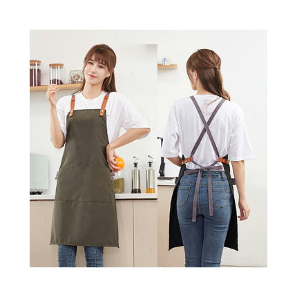 Bib Aprons Adjustable-Unisex Apron for Restaurant Kitchen Cooking Tea Shop Coffee