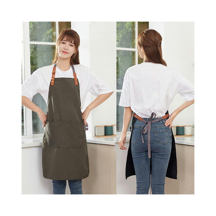 Bib Aprons Adjustable-Unisex Apron for Restaurant Kitchen Cooking Tea Shop Coffee