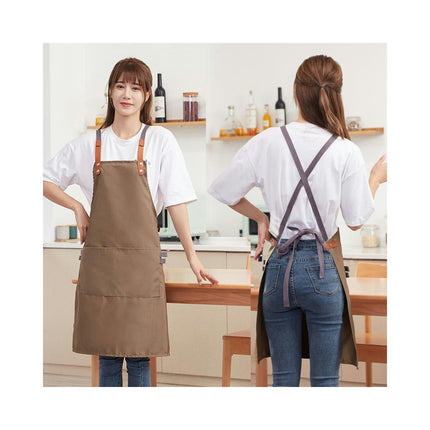 Bib Aprons Adjustable-Unisex Apron for Restaurant Kitchen Cooking Tea Shop Coffee