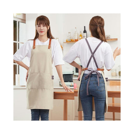 Bib Aprons Adjustable-Unisex Apron for Restaurant Kitchen Cooking Tea Shop Coffee