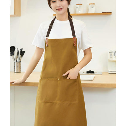 Canvas Bib Aprons with Pockets-Unisex Apron for Restaurant Kitchen Cooking BBQ Painting