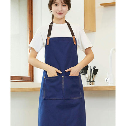 Canvas Bib Aprons with Pockets-Unisex Apron for Restaurant Kitchen Cooking BBQ Painting