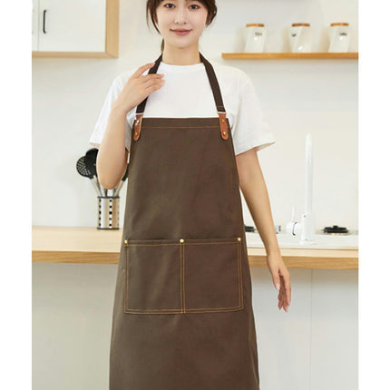 Canvas Bib Aprons with Pockets-Unisex Apron for Restaurant Kitchen Cooking BBQ Painting