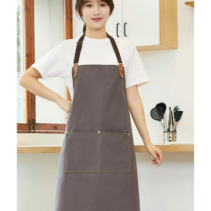 Canvas Bib Aprons with Pockets-Unisex Apron for Restaurant Kitchen Cooking BBQ Painting