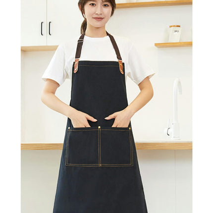 Canvas Bib Aprons with Pockets-Unisex Apron for Restaurant Kitchen Cooking BBQ Painting