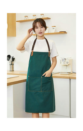 Canvas Bib Aprons with Pockets-Unisex Apron for Restaurant Kitchen Cooking BBQ Painting