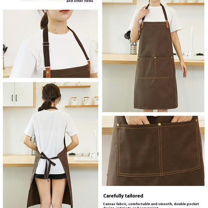 Canvas Bib Aprons with Pockets-Unisex Apron for Restaurant Kitchen Cooking BBQ Painting