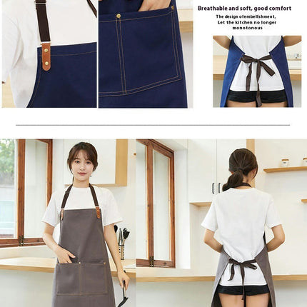 Canvas Bib Aprons with Pockets-Unisex Apron for Restaurant Kitchen Cooking BBQ Painting