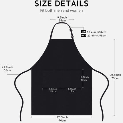 Adjustable Waterproof Bibs Apron-Unisex Apron for Restaurant Kitchen Cooking Tea Shop Coffee