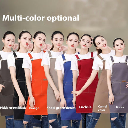 Wear-Resistant Canvas Waterproof Oil Apron-Painting Coffee Milk Tea Shop Kitchen Work Apron