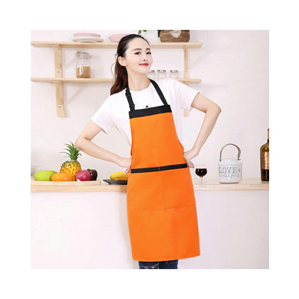 Chef Apron, Unisex Polyester Apron with Pockets, Adjustable Halter Restaurant Apron