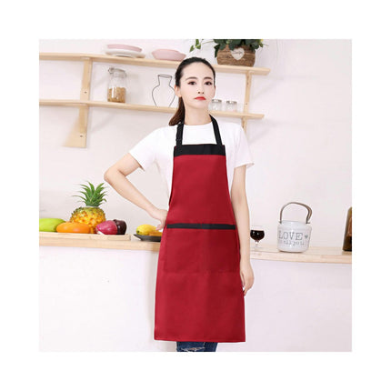 Chef Apron, Unisex Polyester Apron with Pockets, Adjustable Halter Restaurant Apron