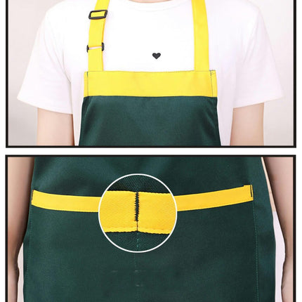 Chef Apron, Unisex Polyester Apron with Pockets, Adjustable Halter Restaurant Apron