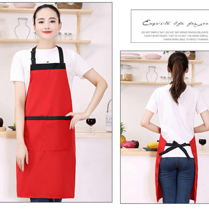 Chef Apron, Unisex Polyester Apron with Pockets, Adjustable Halter Restaurant Apron