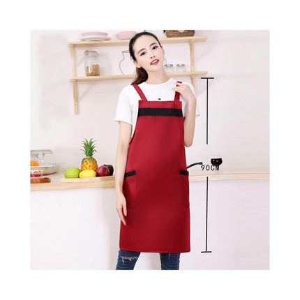 Unisex Apron with Pockets, Restaurant Kitchen Cooking H-Shaped Double Strap Apron