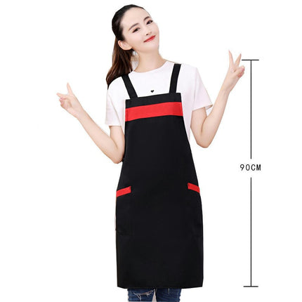 Unisex Apron with Pockets, Restaurant Kitchen Cooking H-Shaped Double Strap Apron