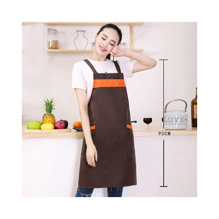 Unisex Apron with Pockets, Restaurant Kitchen Cooking H-Shaped Double Strap Apron