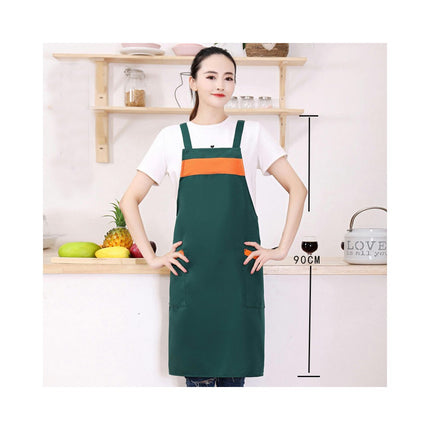 Unisex Apron with Pockets, Restaurant Kitchen Cooking H-Shaped Double Strap Apron