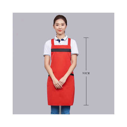 Unisex Apron with Pockets, Restaurant Kitchen Cooking H-Shaped Double Strap Apron