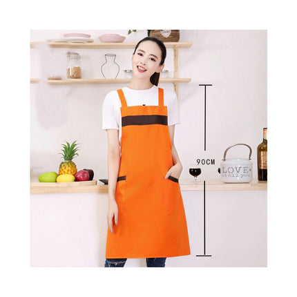 Unisex Apron with Pockets, Restaurant Kitchen Cooking H-Shaped Double Strap Apron