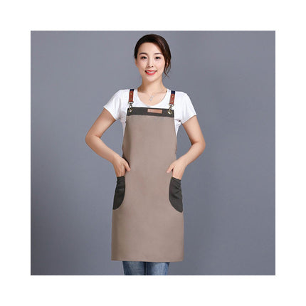 Unisex Apron with Pockets, Adjustable Cross Strap Apron for Restaurant Kitchen Cooking